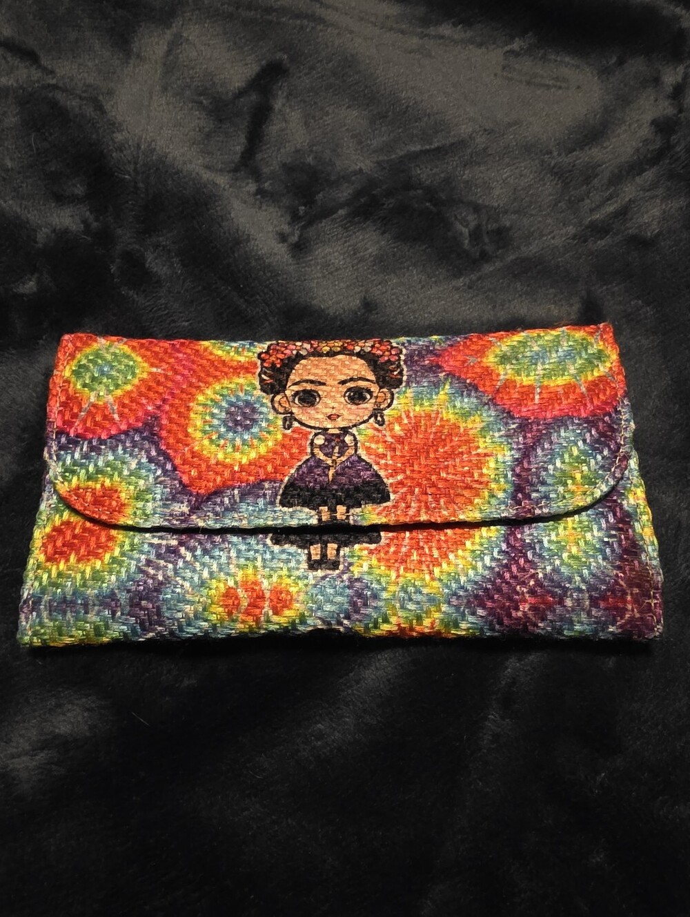Handwoven Multicolor Clutch Wallet - Vibrant Tie-Dye Design
